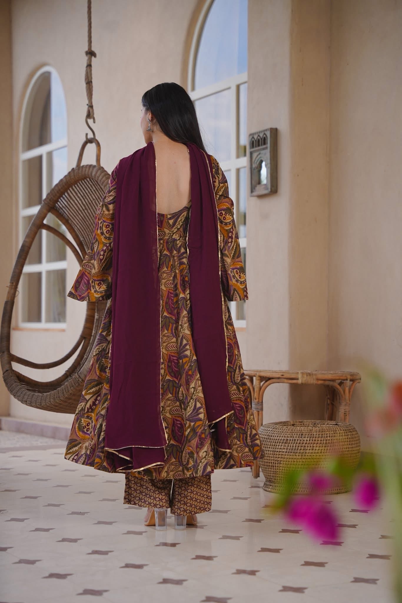 Elisha Printed Cotton Anarkali Suit Set
