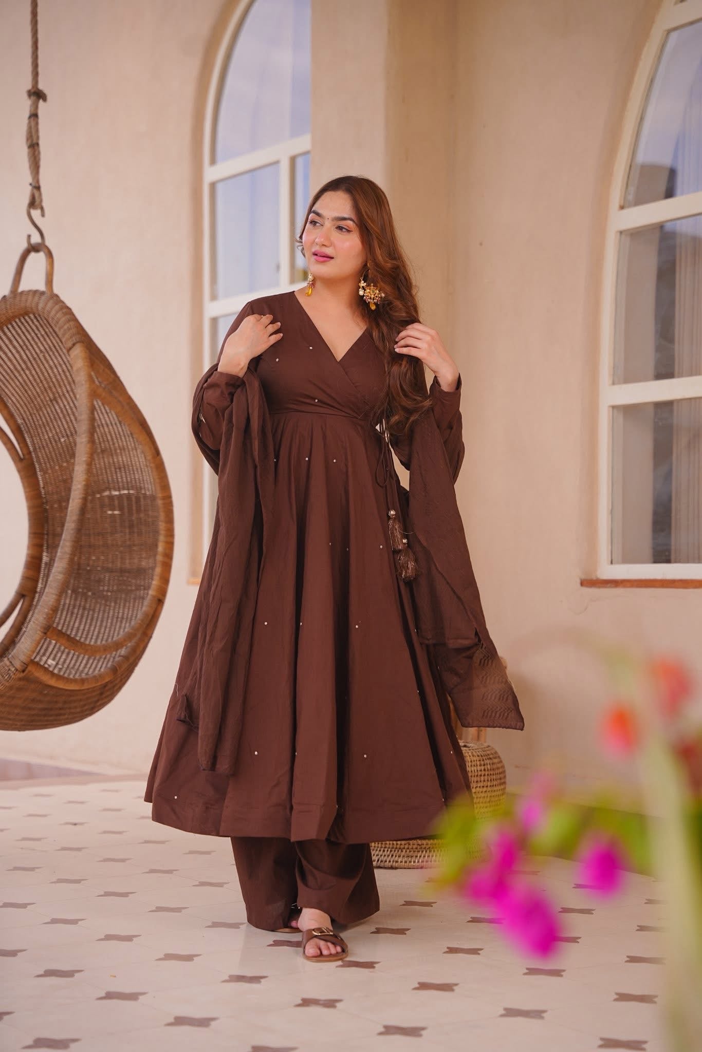 Ayra Brown Anarkali Suit Set