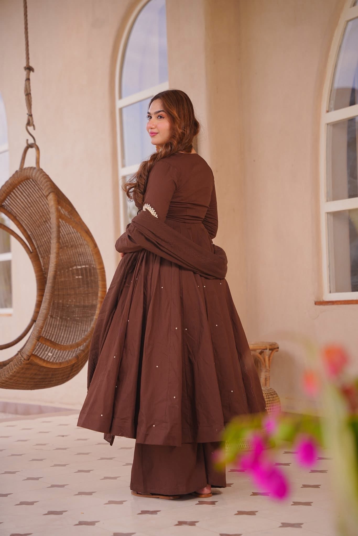 Ayra Brown Anarkali Suit Set