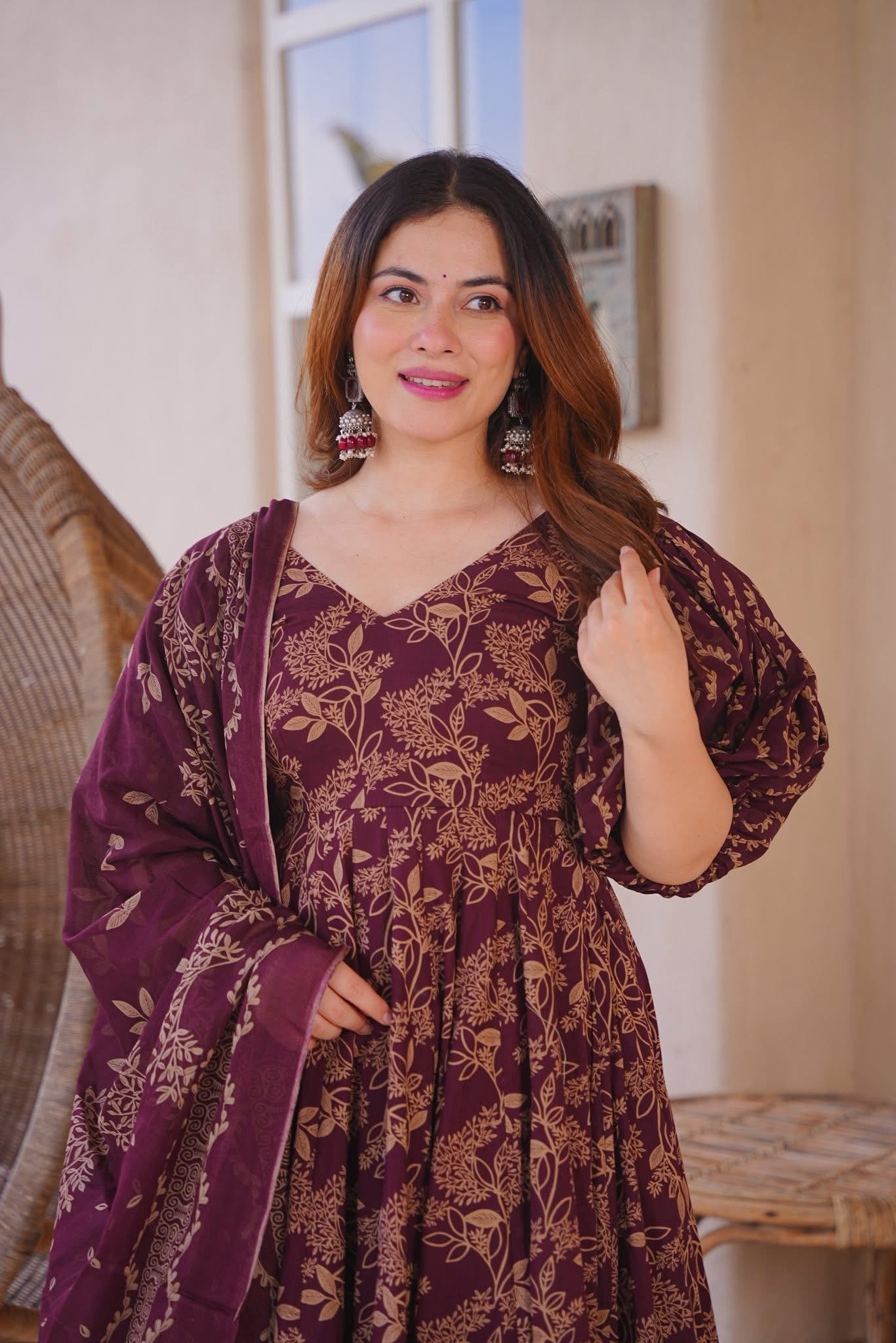 Mrinalini Cotton Printed Anarkali Suit Set