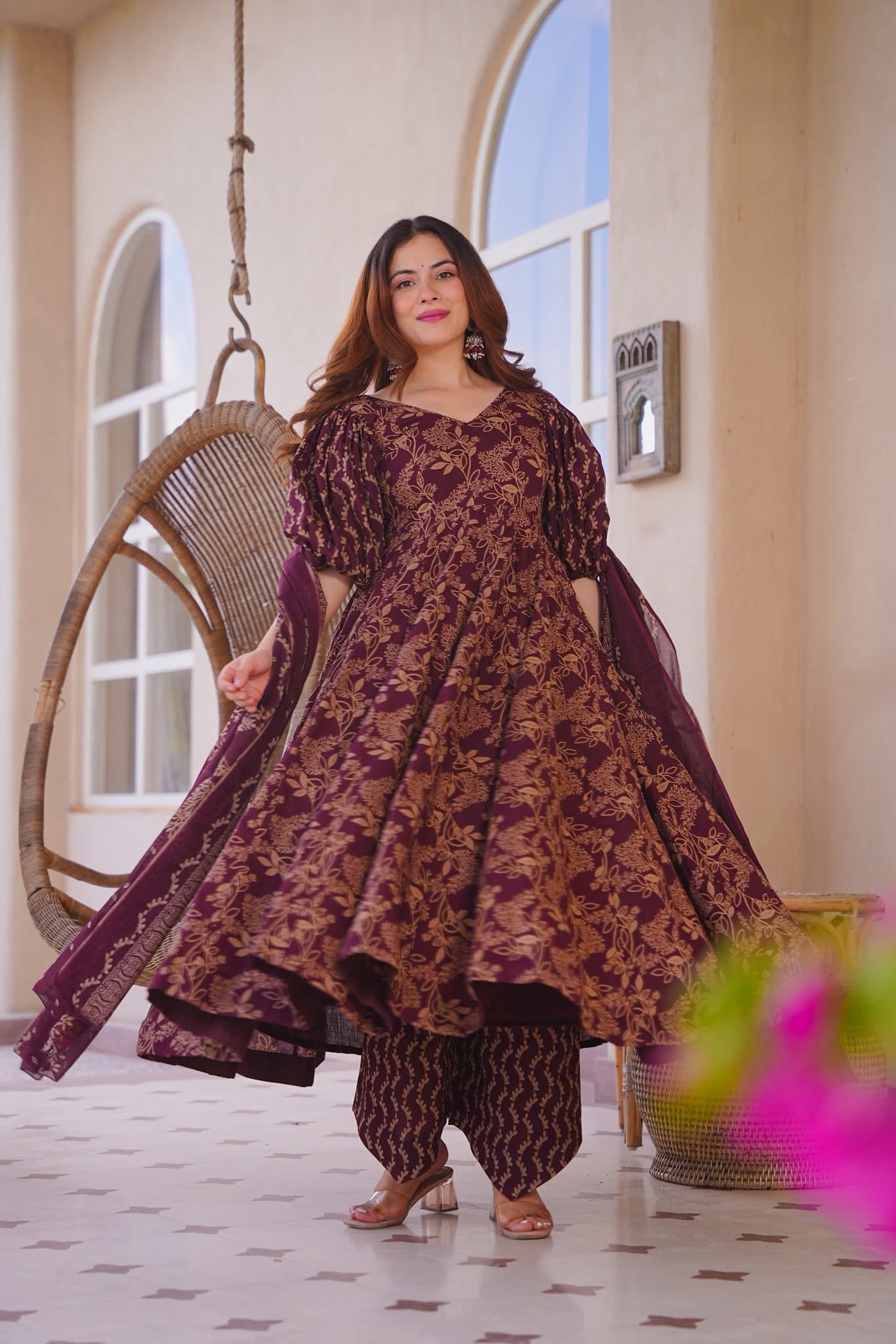 Mrinalini Cotton Printed Anarkali Suit Set