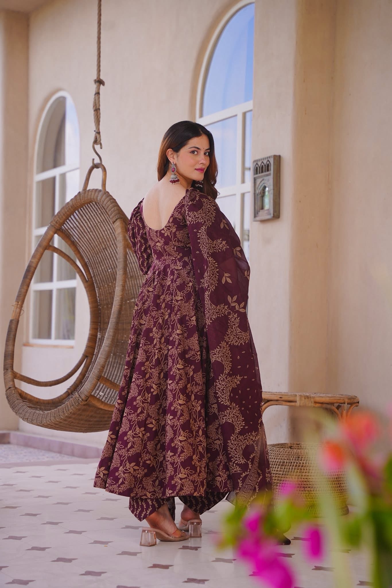 Mrinalini Cotton Printed Anarkali Suit Set