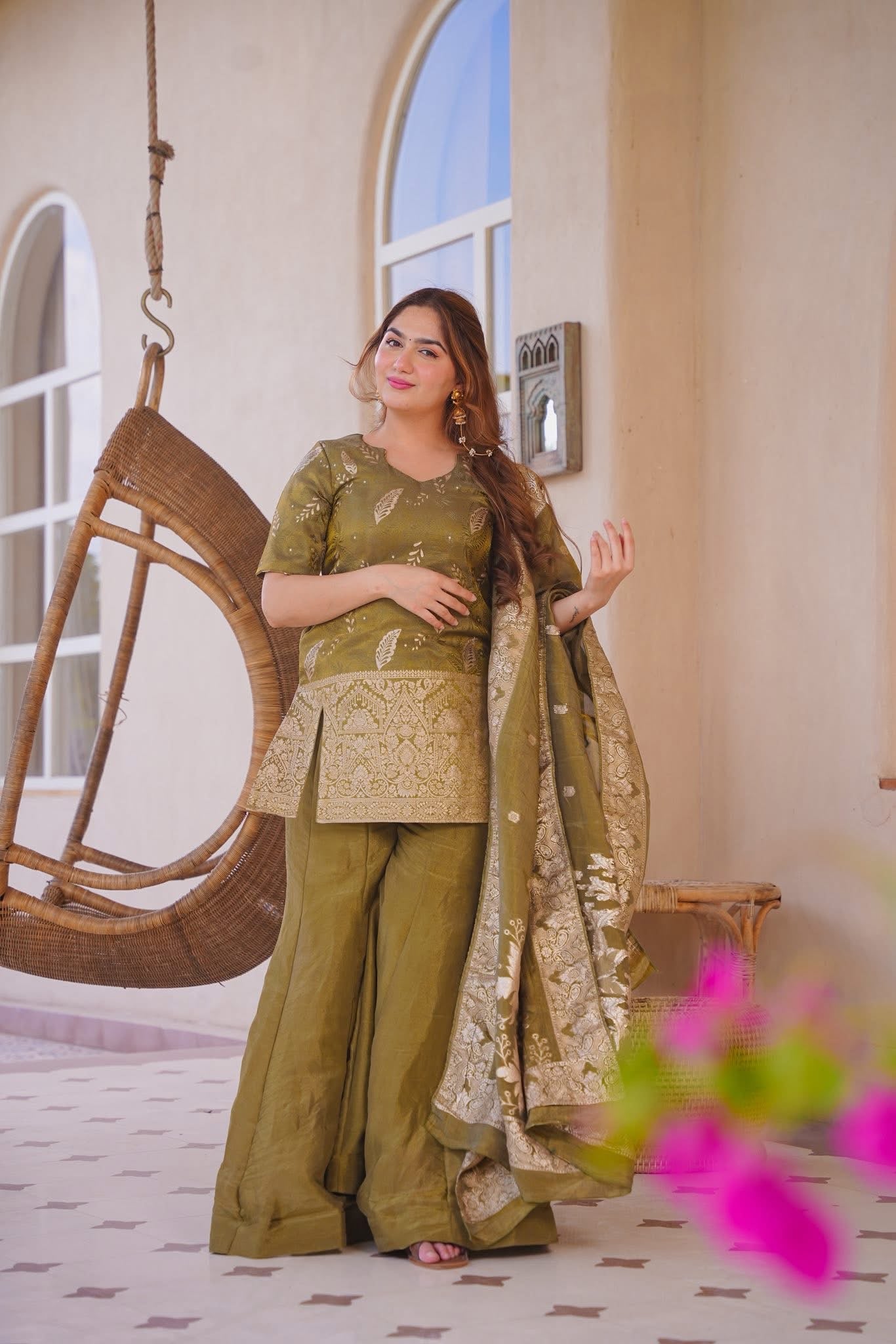 Greevaliya Green Straight Kurta Set
