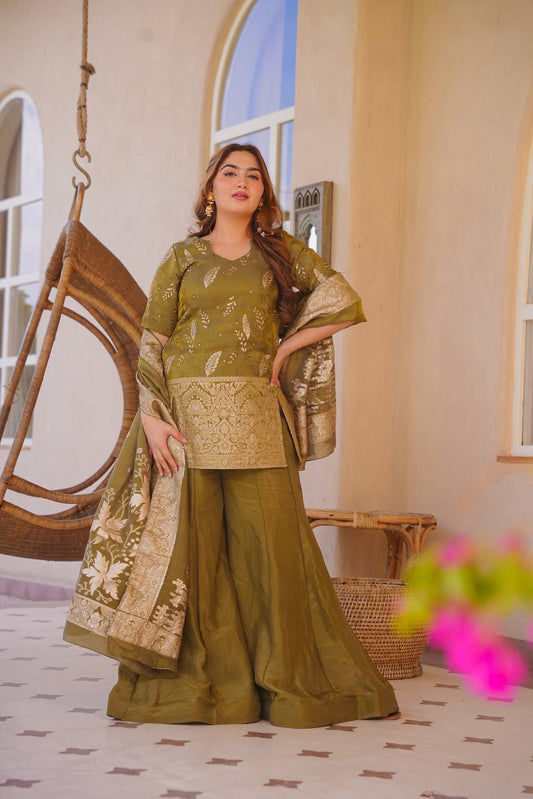 Greevaliya Green Straight Kurta Set