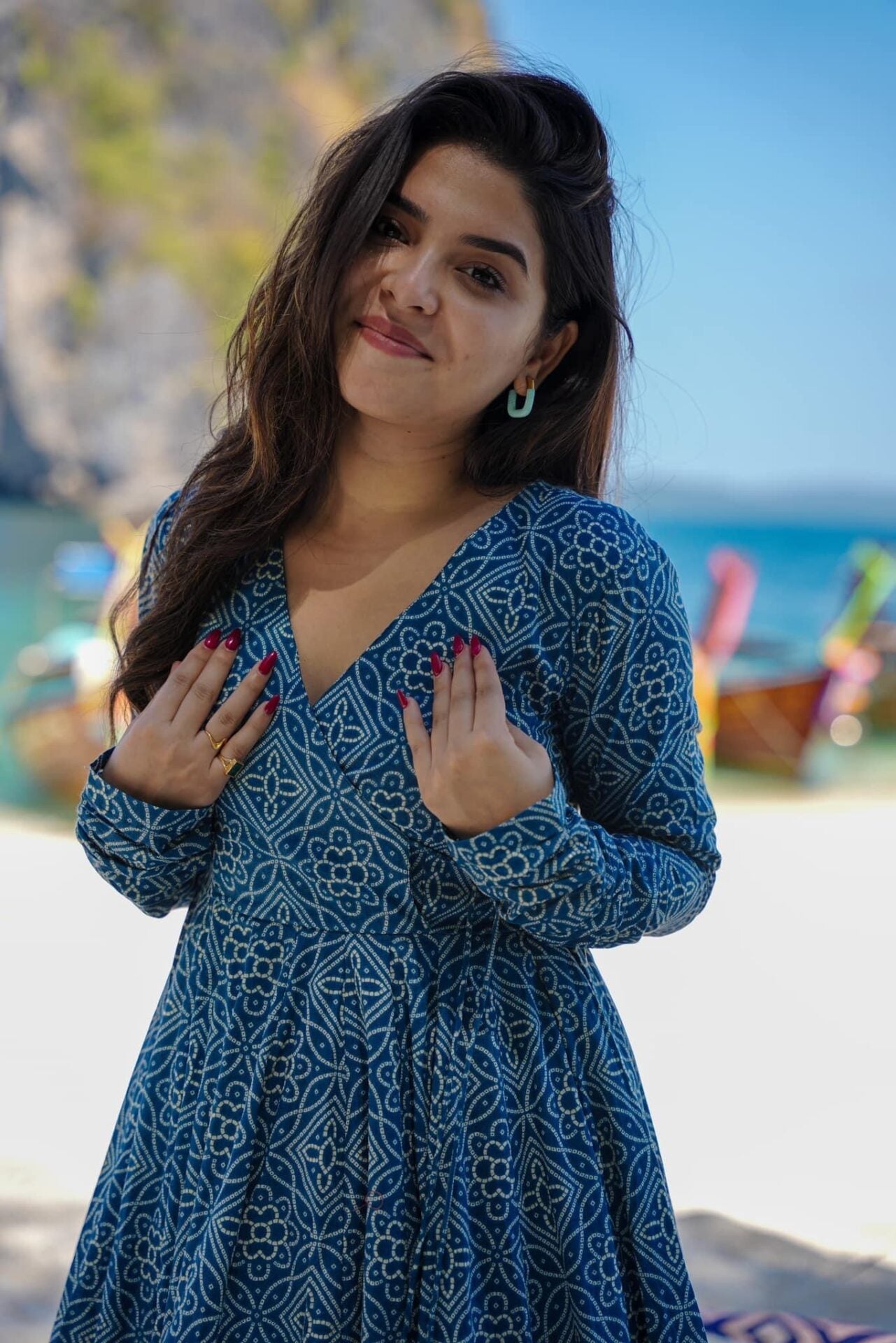 Sampavi blue cotton Angarkha set