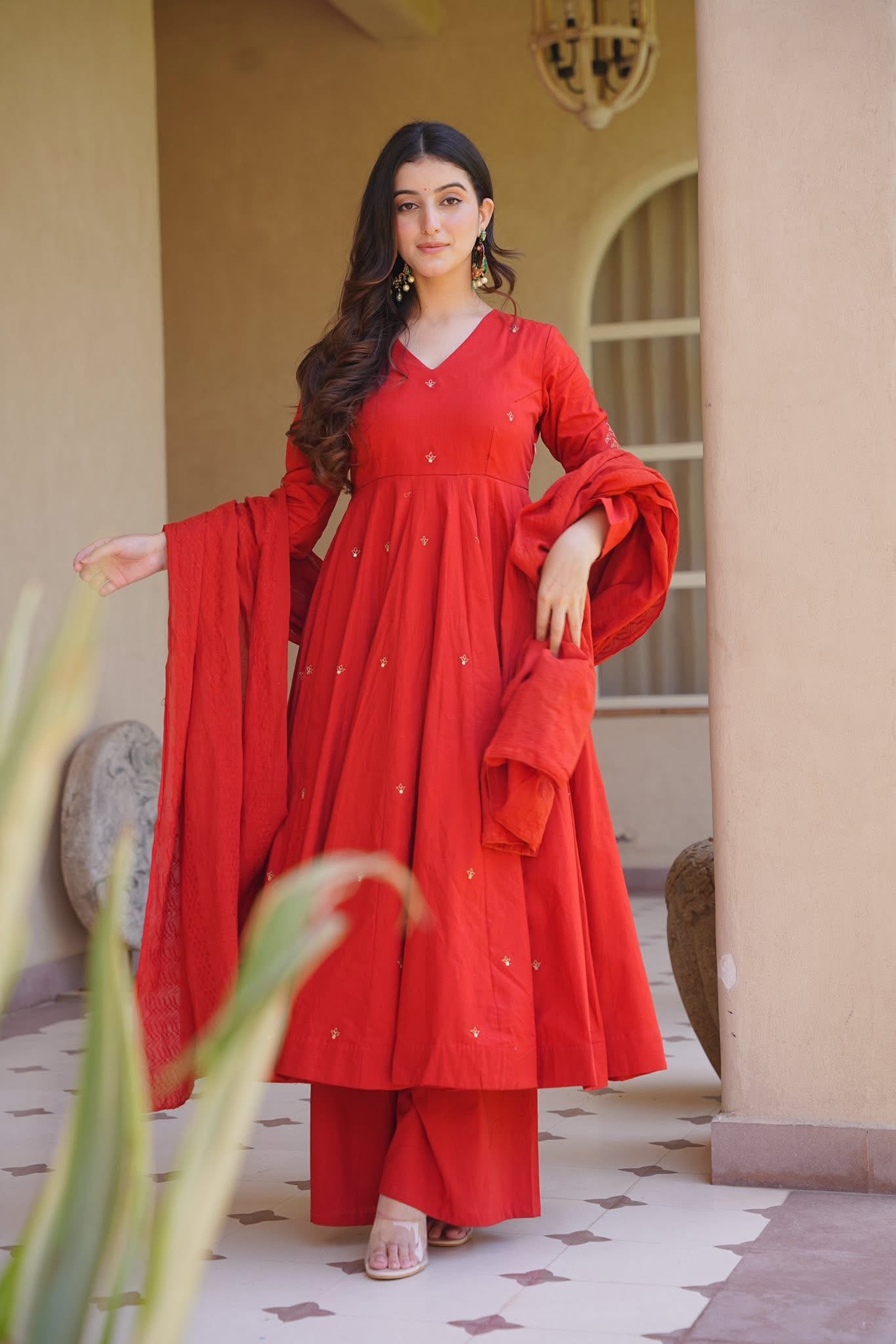 Tejashvika Rusty Anarkali Suit Set