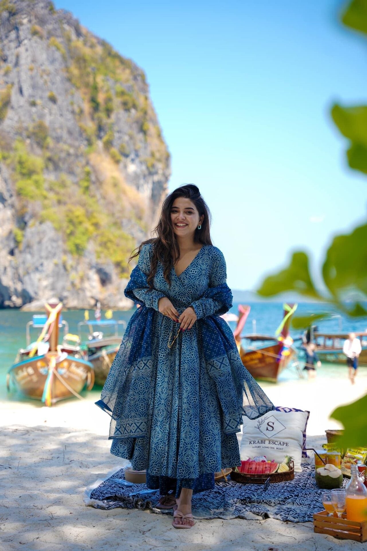 Sampavi blue cotton Angarkha set