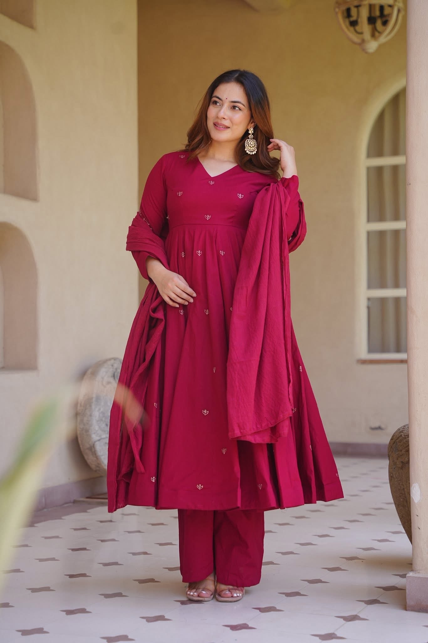 Ritvarya Red Anarkali Suit Set