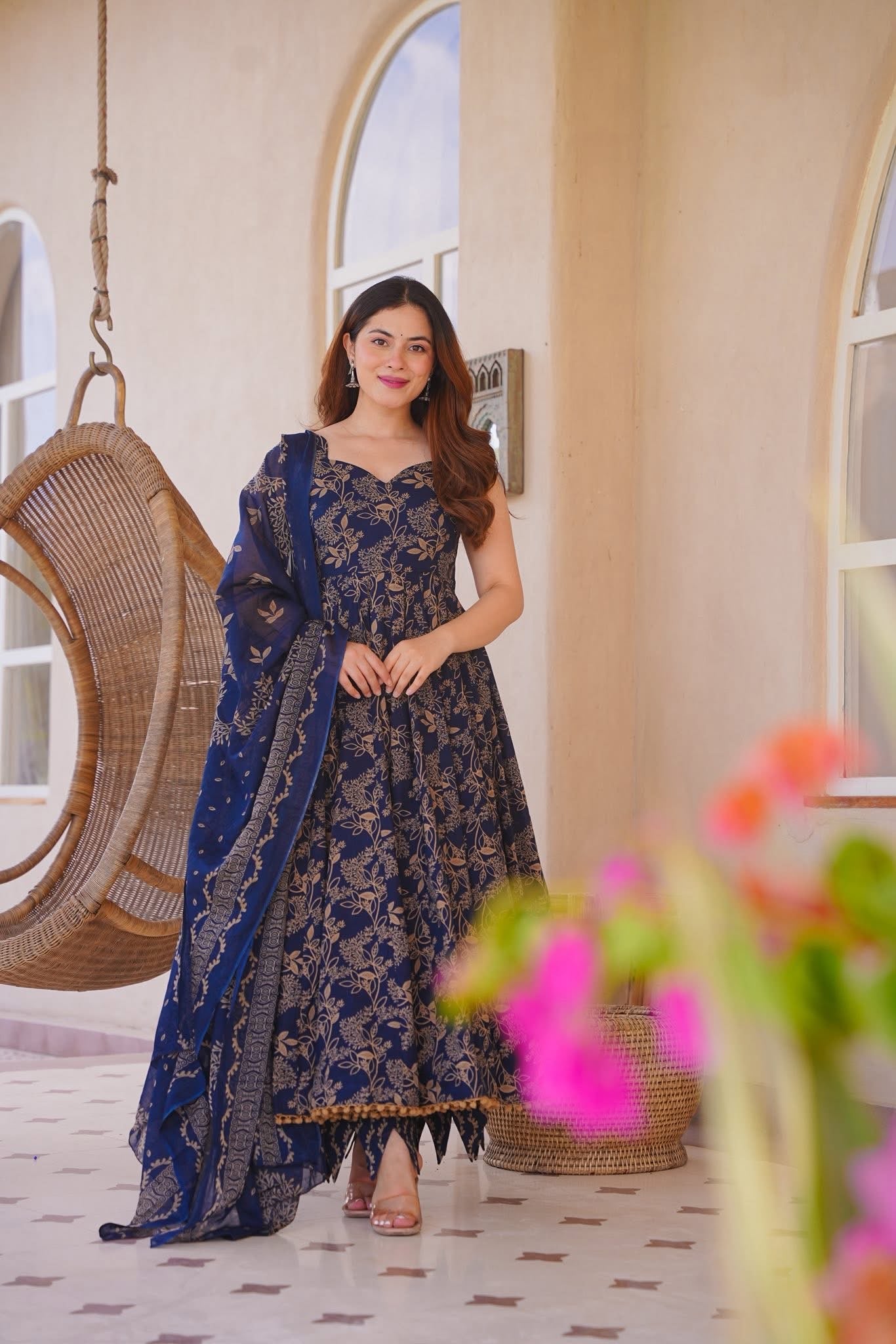 Buy Rivaysha Cotton Anarkali Suit Set Online in India