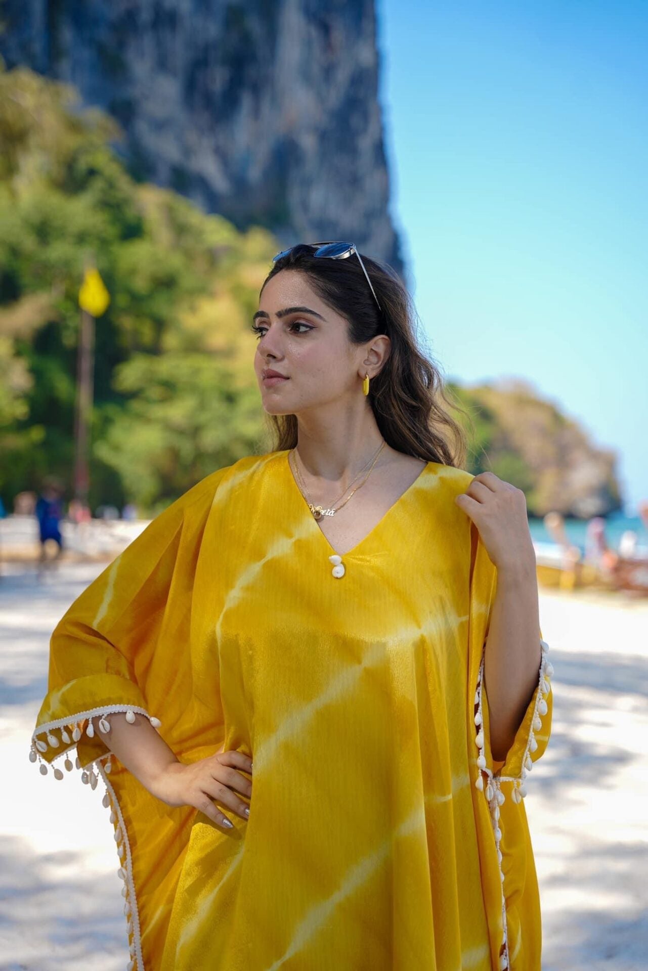 Masha yellow crepe kaftan