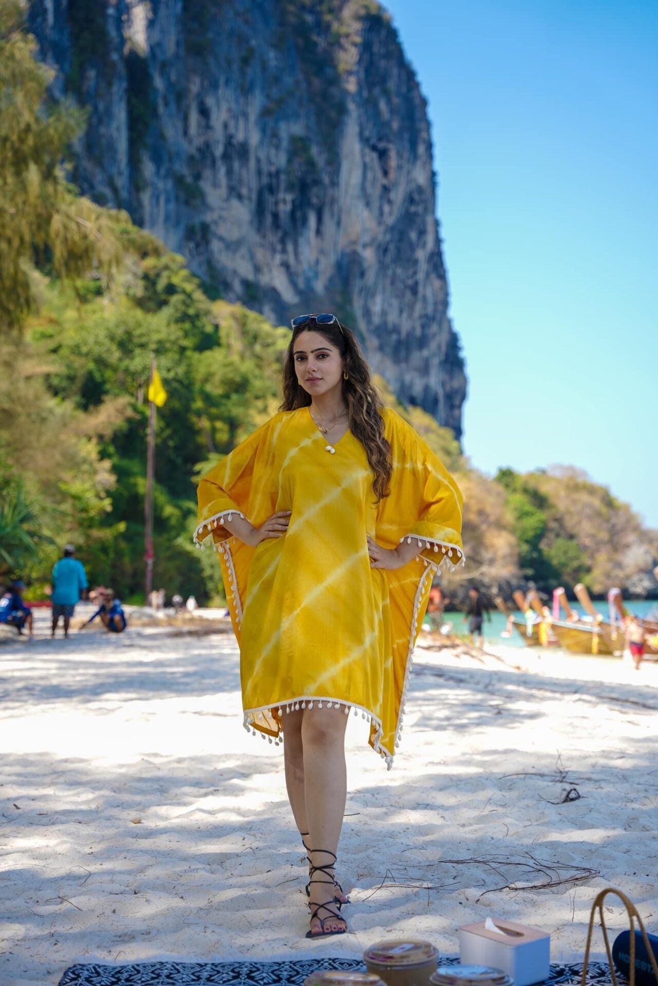 Masha yellow crepe kaftan