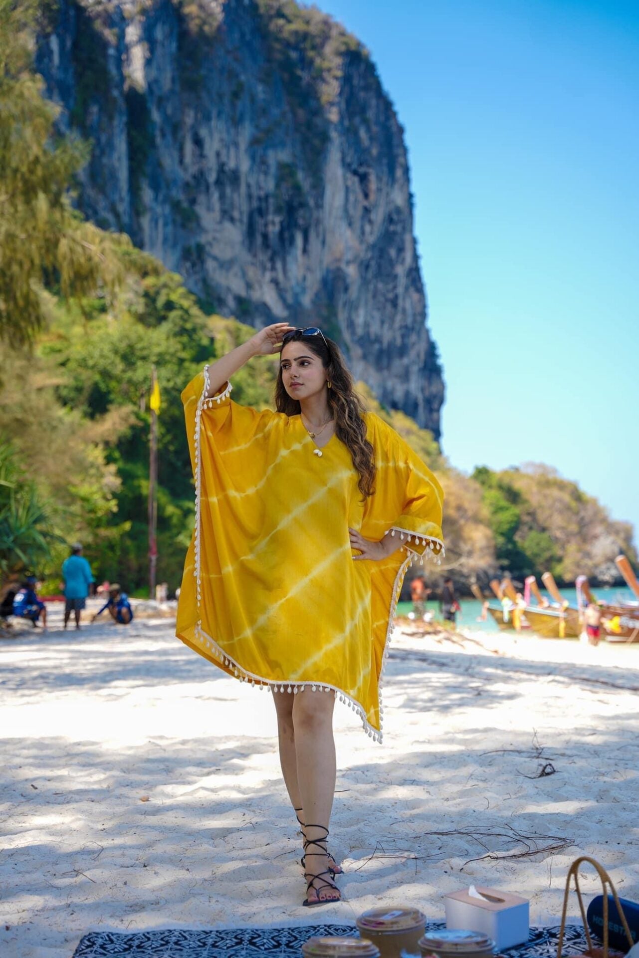 Masha yellow crepe kaftan