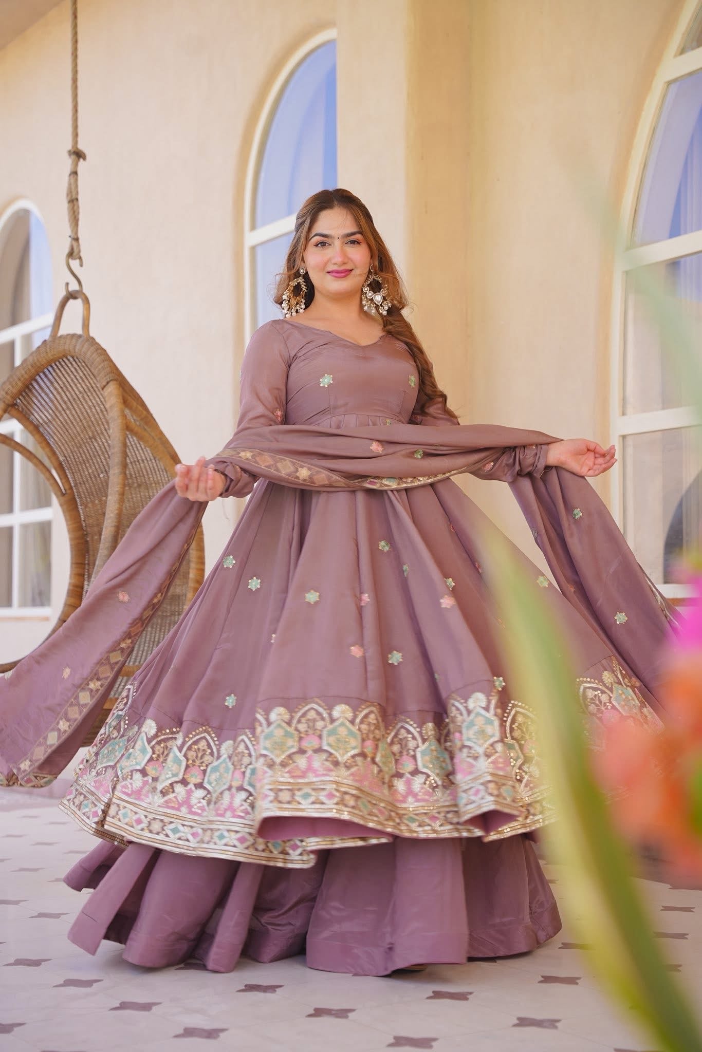 Zayvisha Silk Anarkali Suit Set