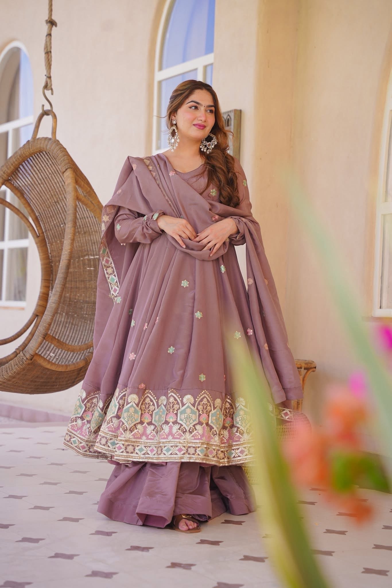 Zayvisha Silk Anarkali Suit Set
