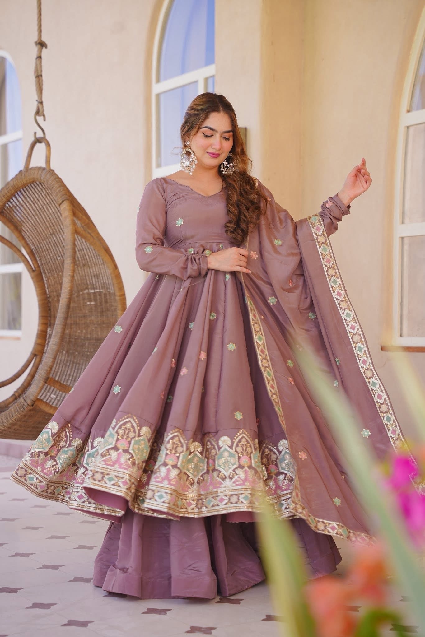 Zayvisha Silk Anarkali Suit Set