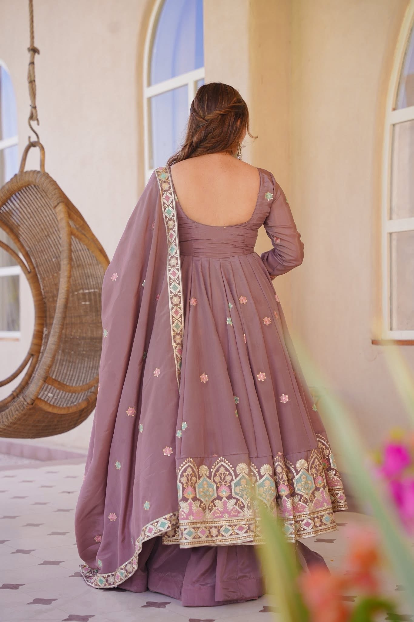 Zayvisha Silk Anarkali Suit Set