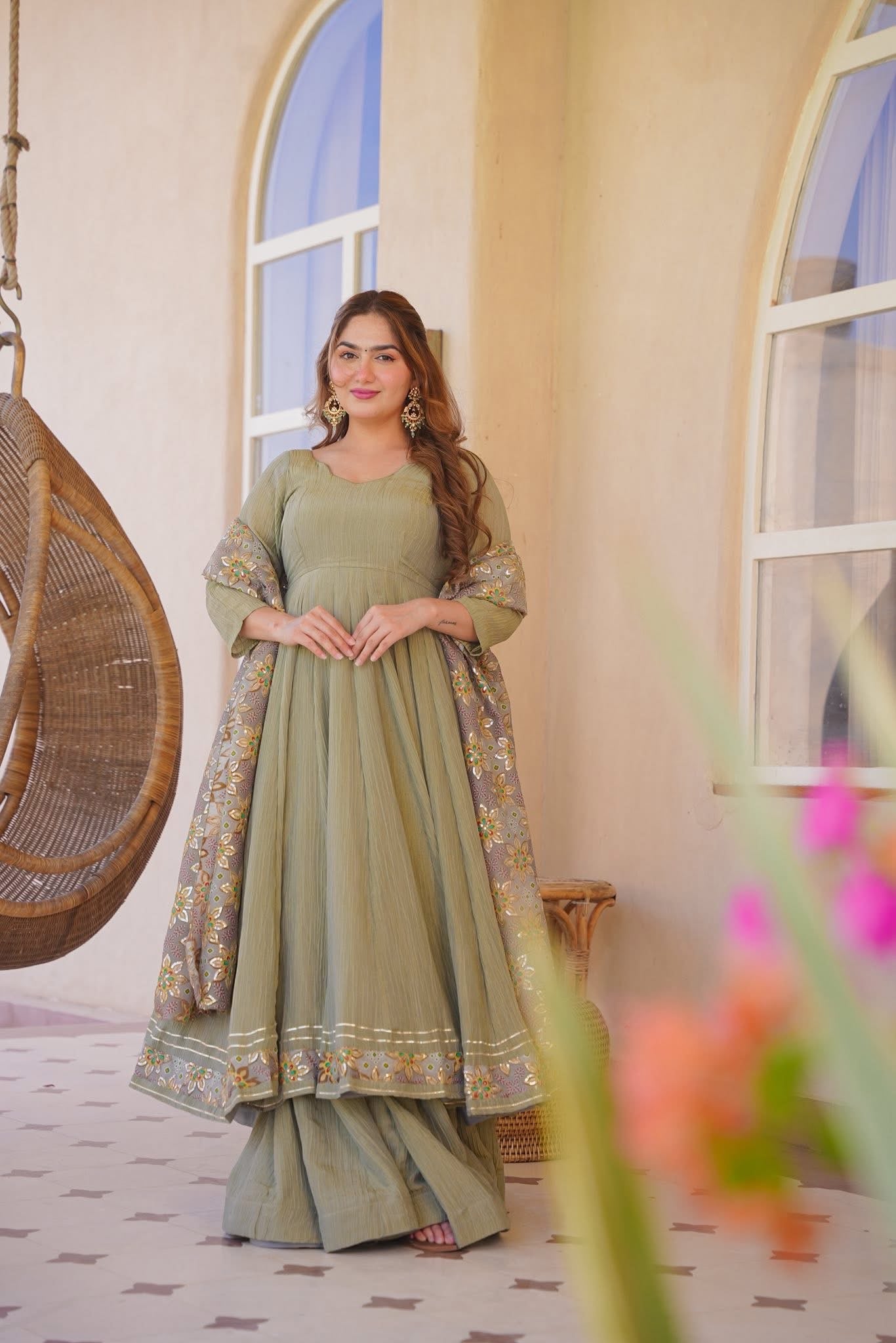 Iraanshi Cosmos Anarkali Suit Set
