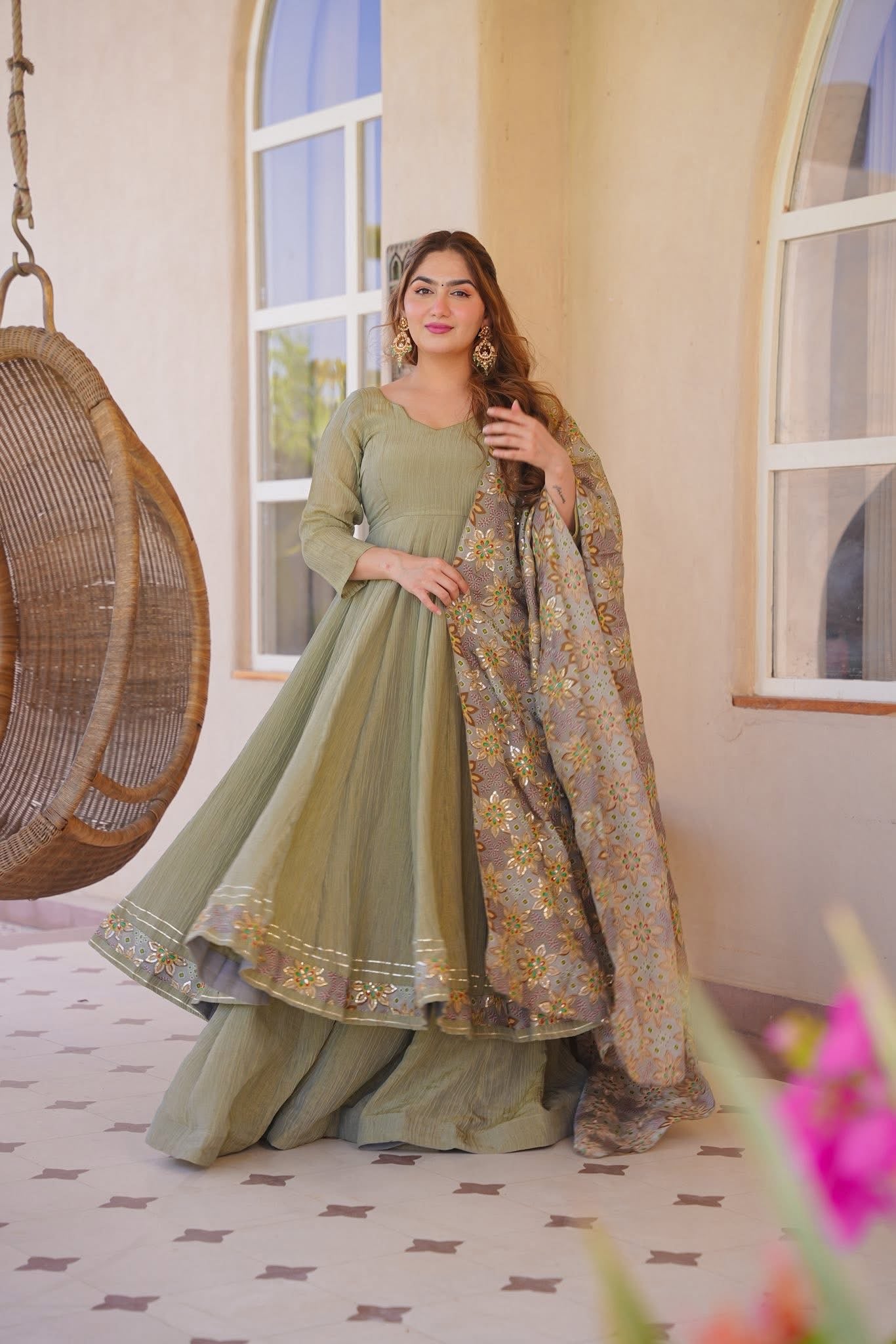 Iraanshi Cosmos Anarkali Suit Set