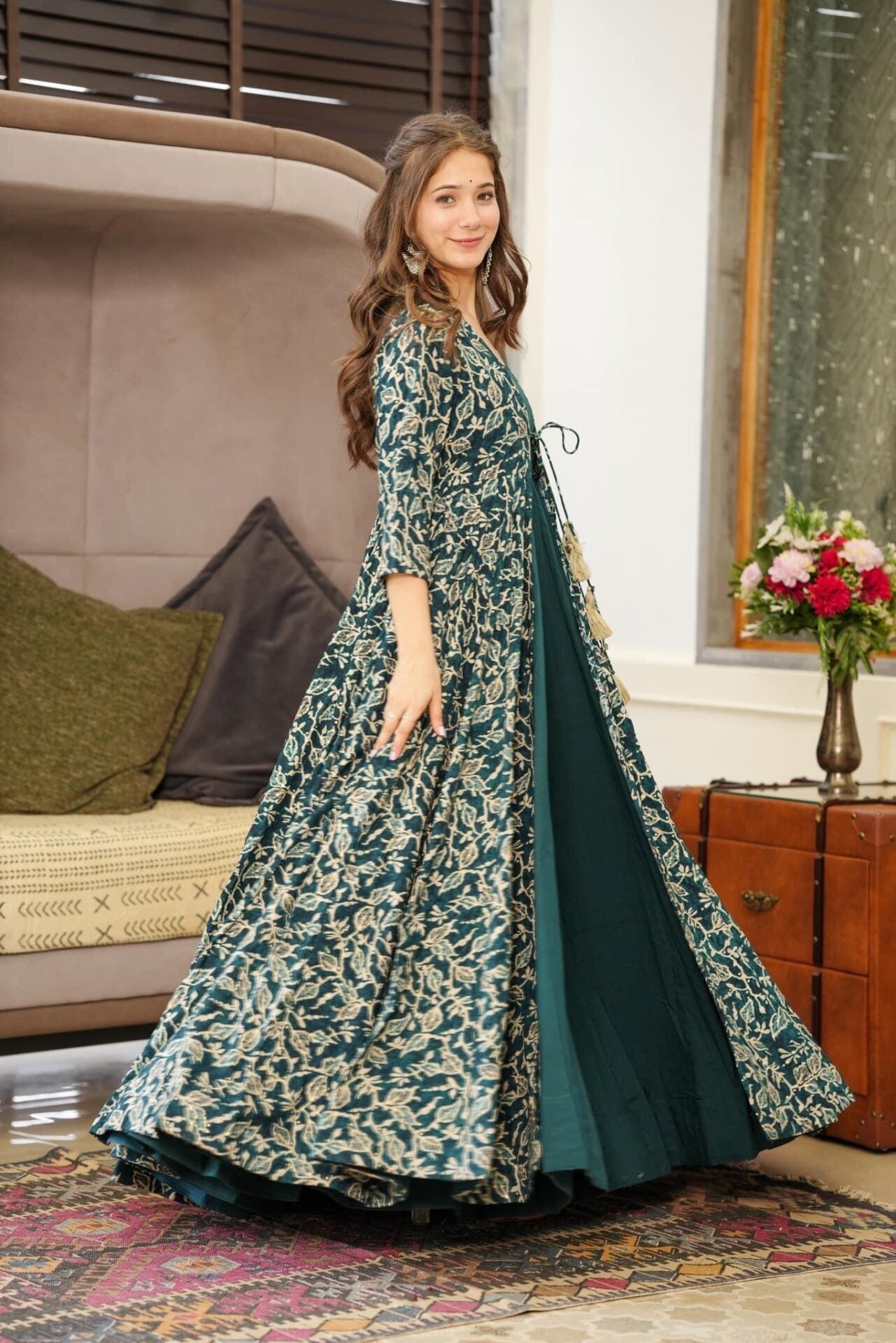 REBECCA GREEN RAYON SHRUG SET
