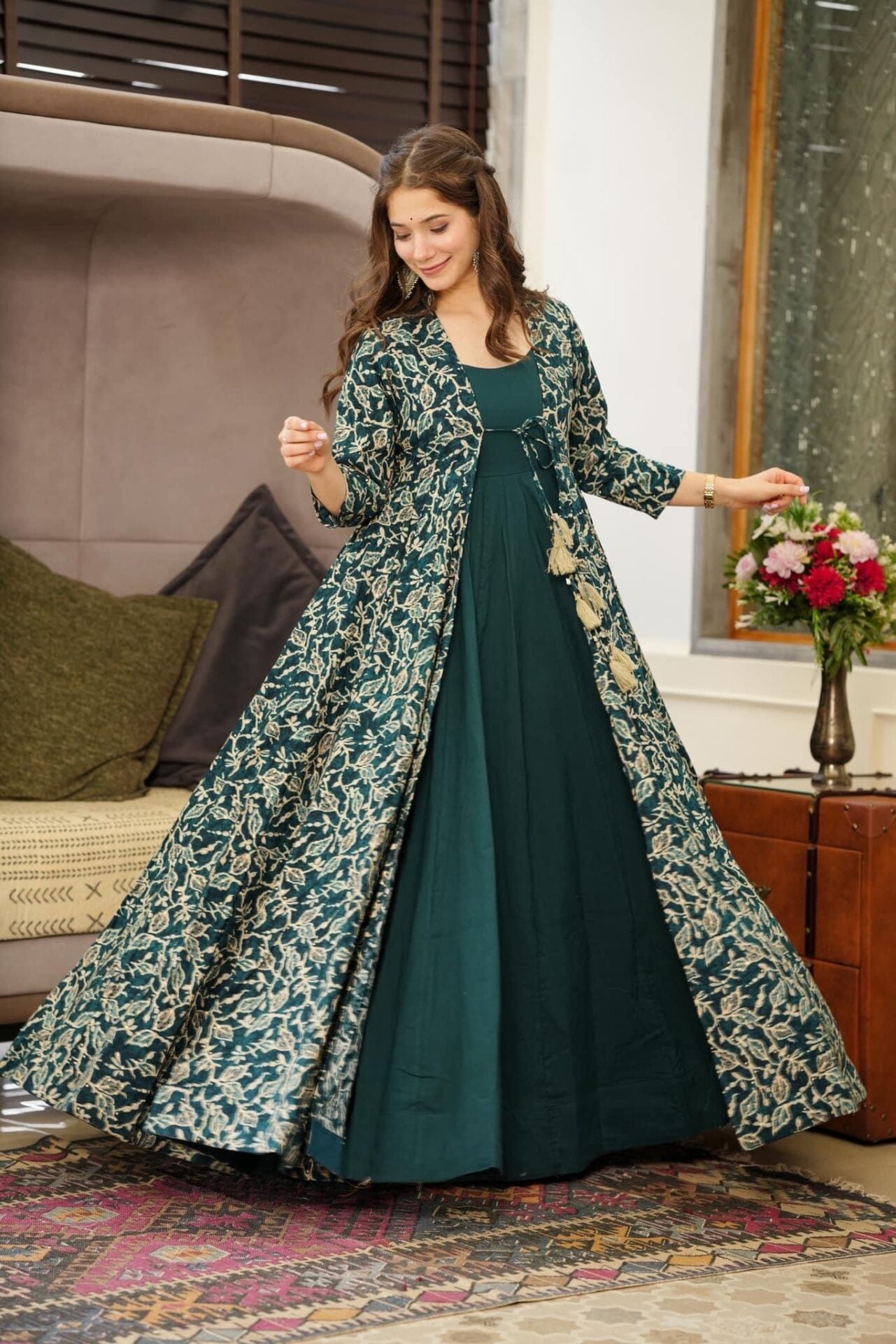 REBECCA GREEN RAYON SHRUG SET