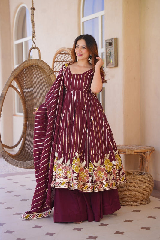 Rhyvika Maroon Heavy Anarkali Suit Set