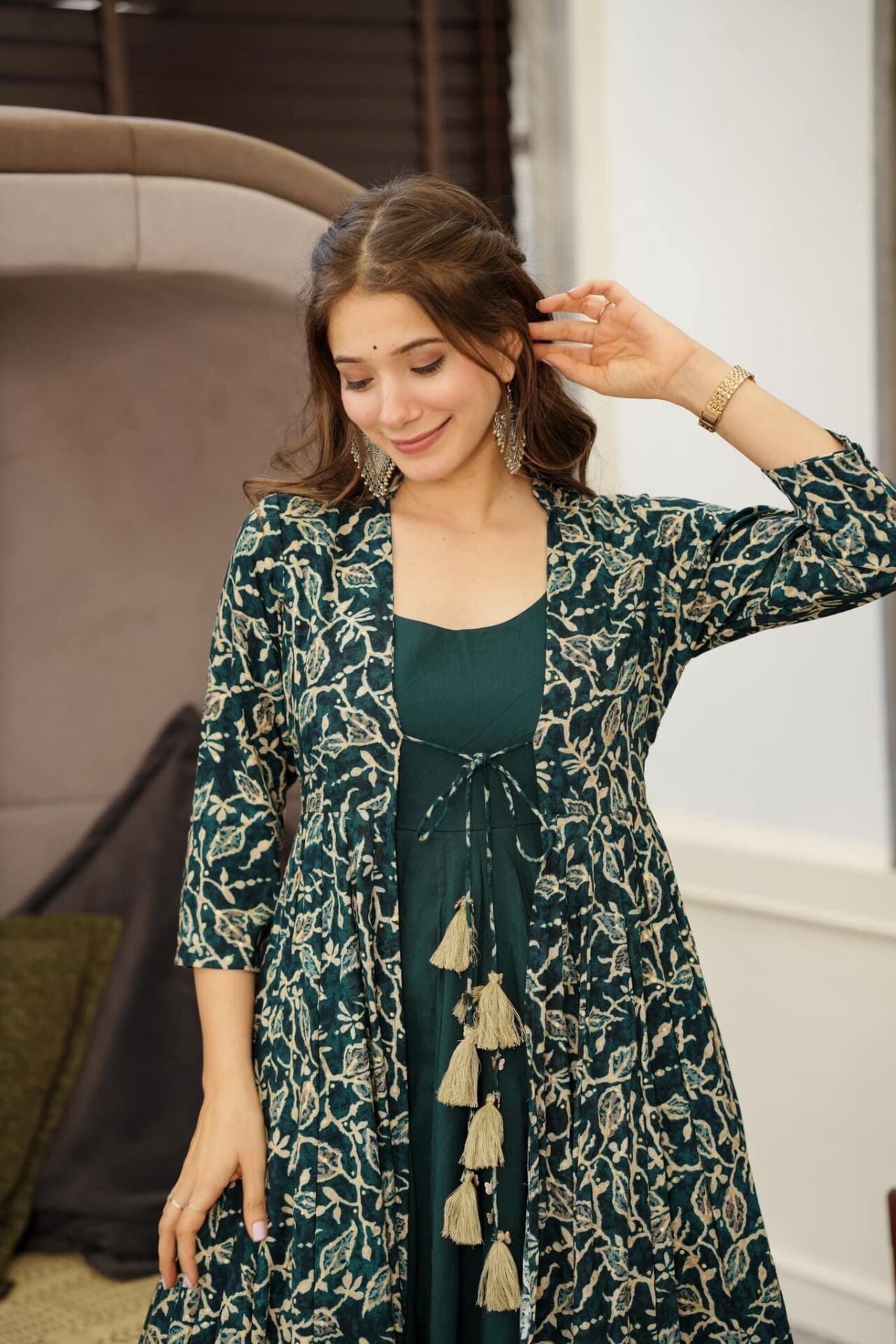 REBECCA GREEN RAYON SHRUG SET