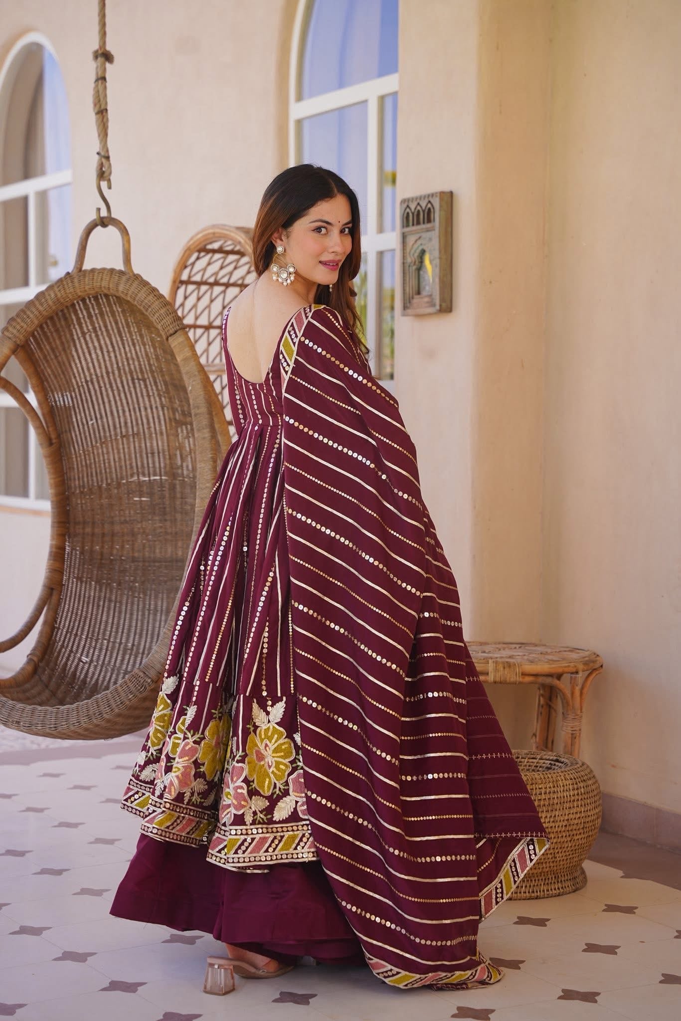 Rhyvika Maroon Heavy Anarkali Suit Set