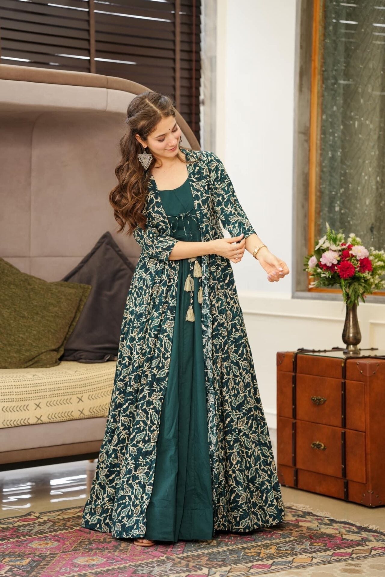 REBECCA GREEN RAYON SHRUG SET
