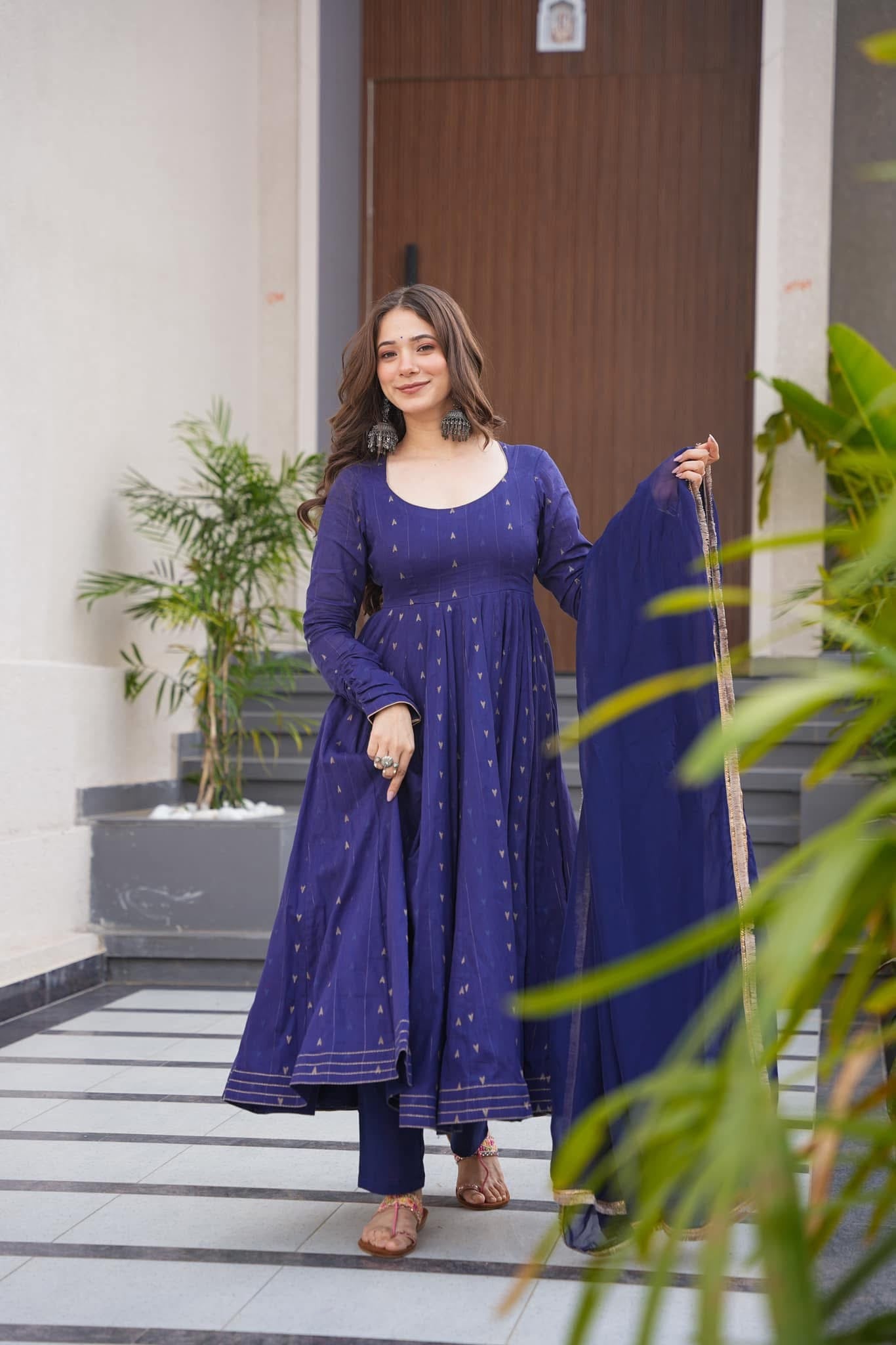 Khushi blue cotton suit set