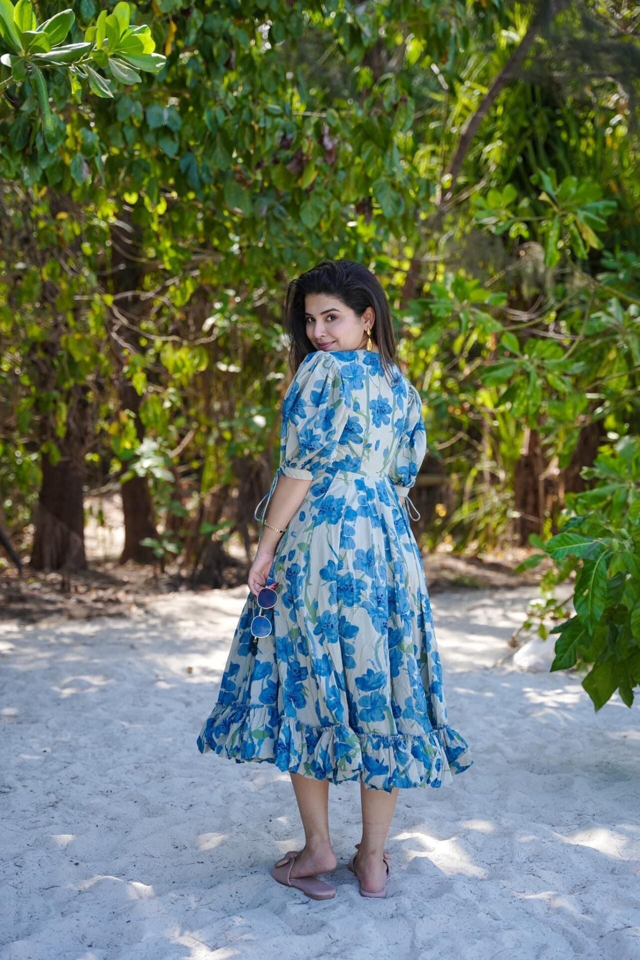 Azure Bloom Cotton Dress