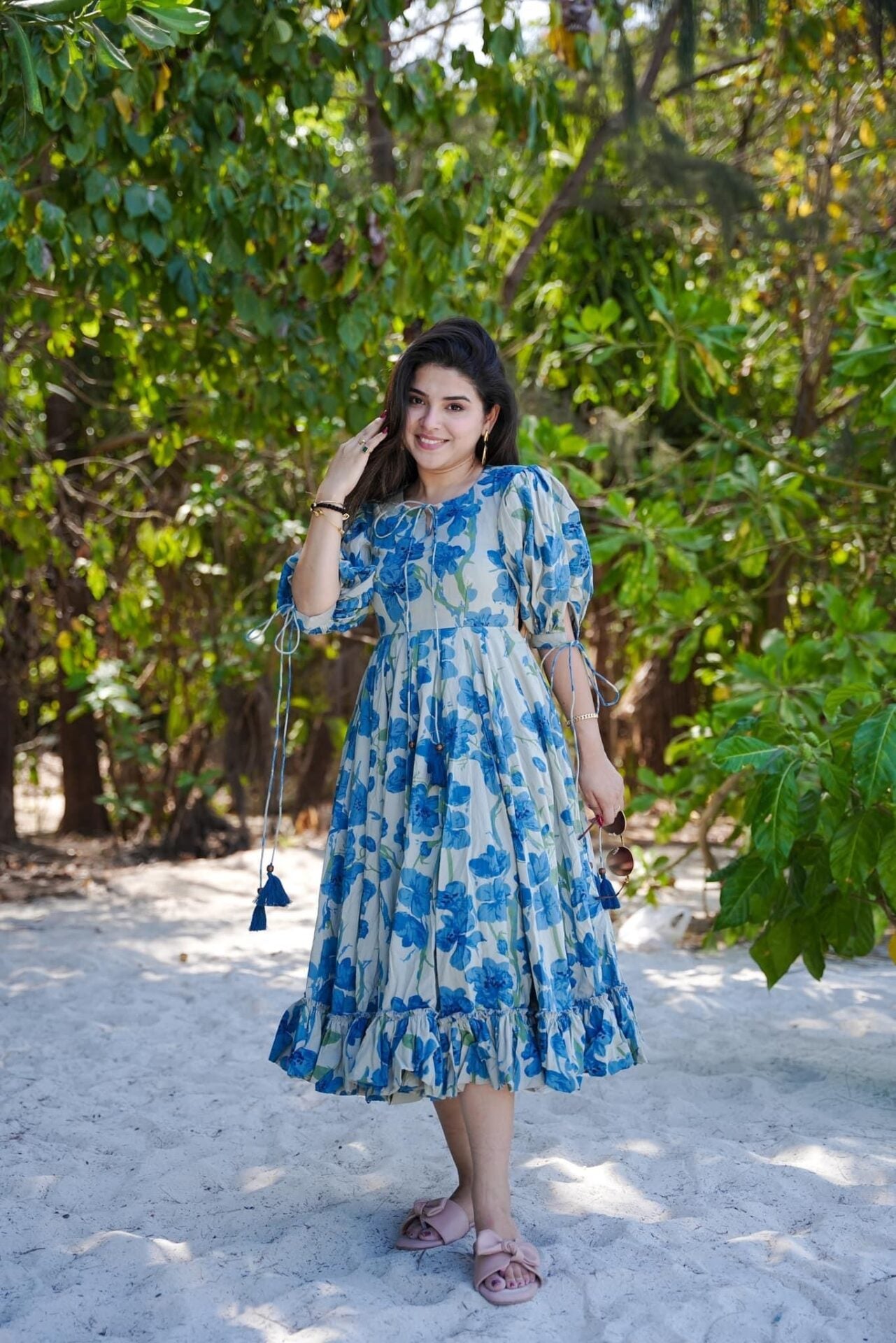 Azure Bloom Cotton Dress