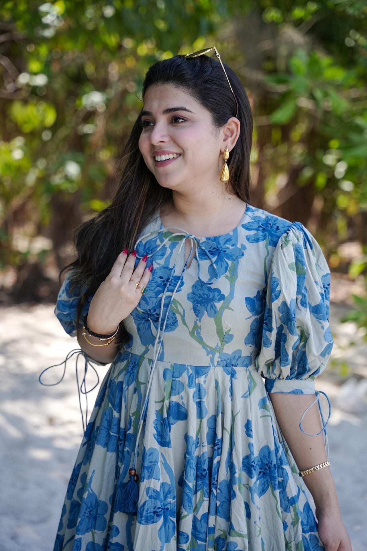 Azure Bloom Cotton Dress