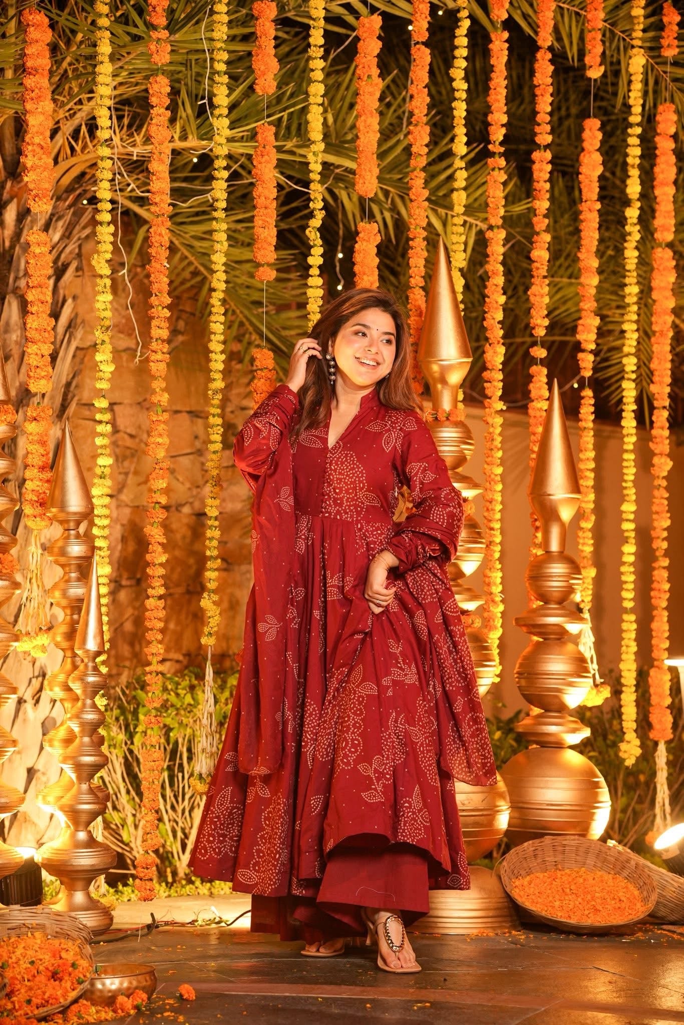 Avyukta Printed Cotton Anarkali Suit Set