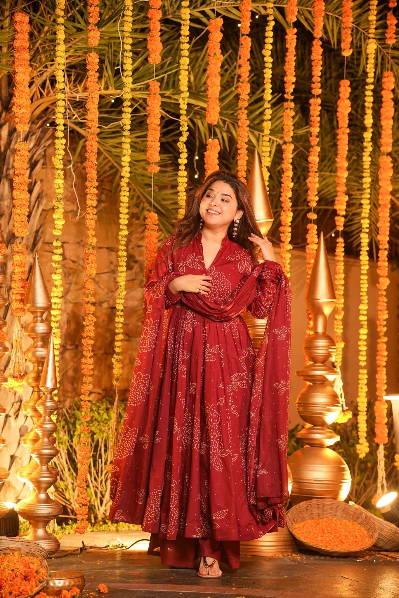 Avyukta Printed Cotton Anarkali Suit Set