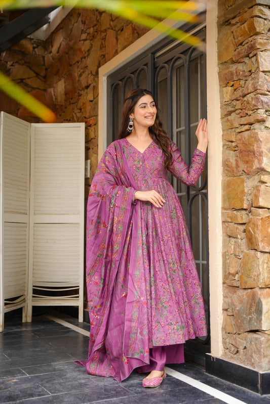 Svara Muslin Anarkali Suit Set