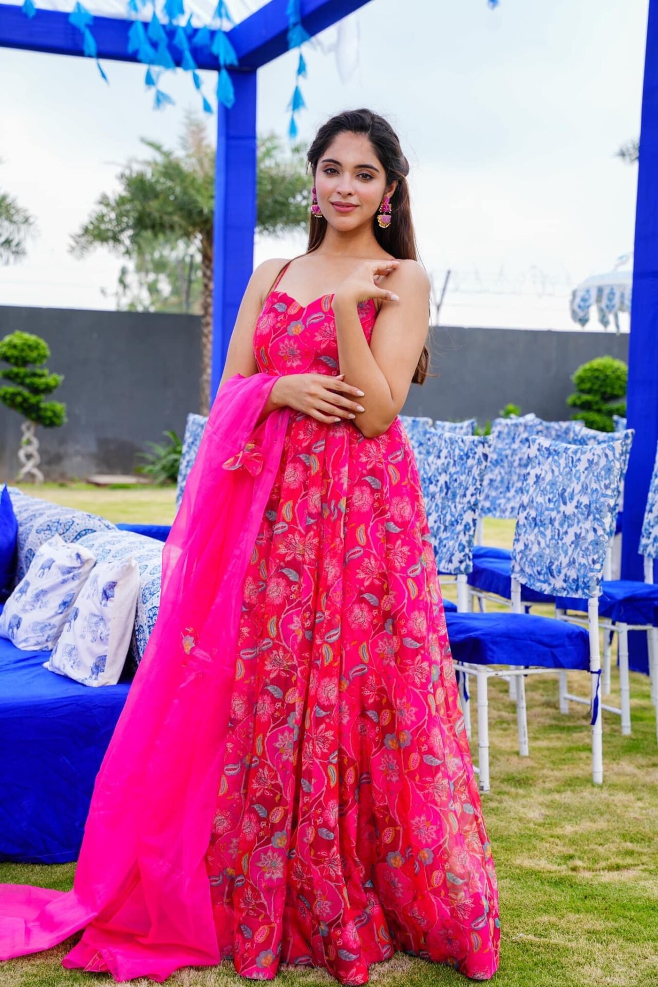 blushing blossoms pink organza dress