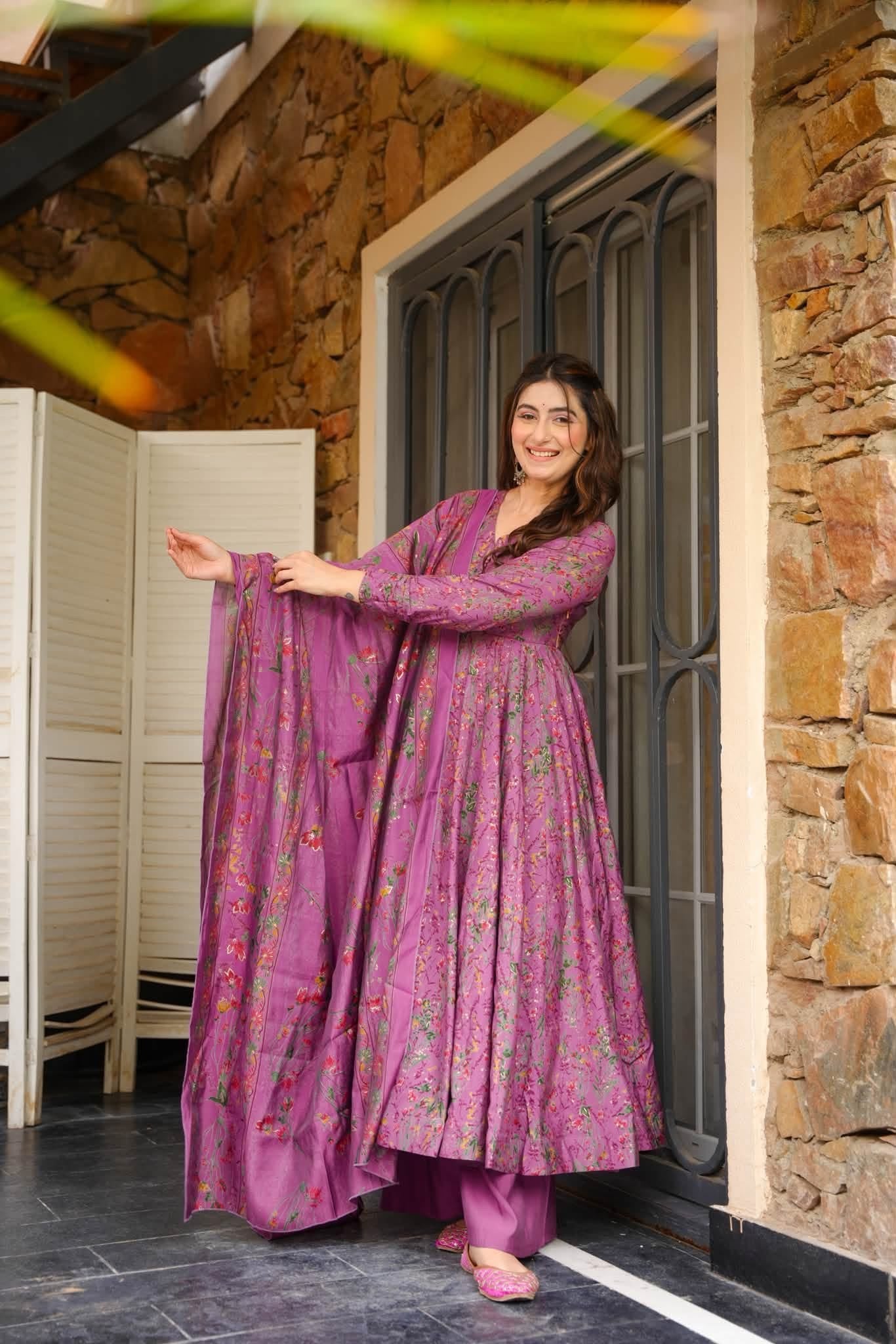 Svara Muslin Anarkali Suit Set