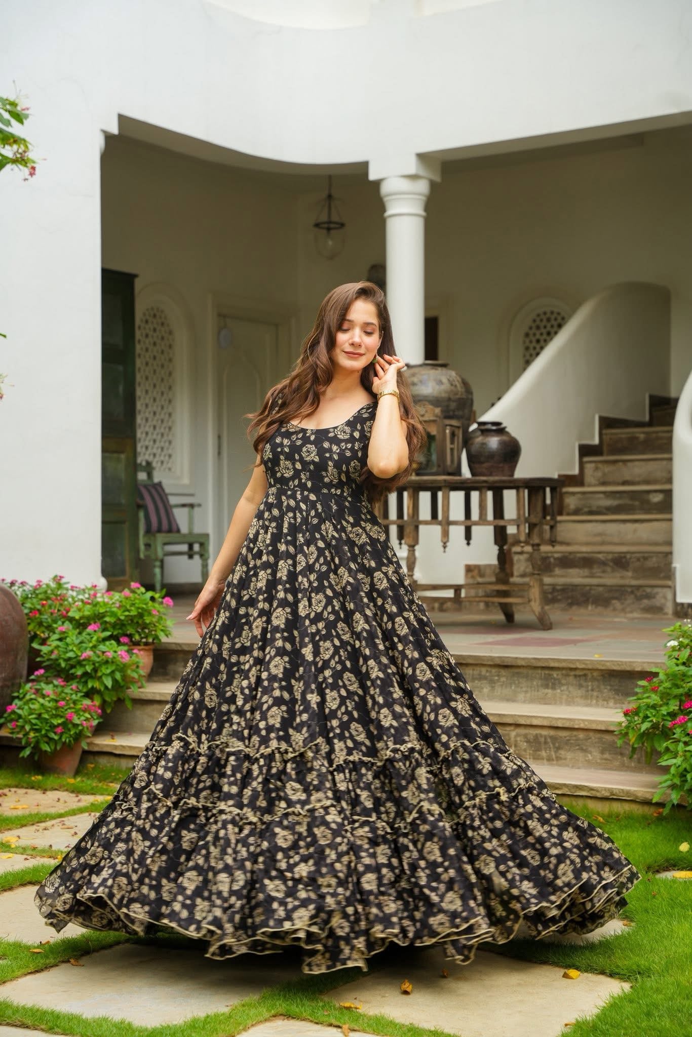 Buy Midnight Petal Maxi Dress Online in India | Idaho Clothing Buy Midnight Petal Maxi Dress Online in India | Idaho Clothing