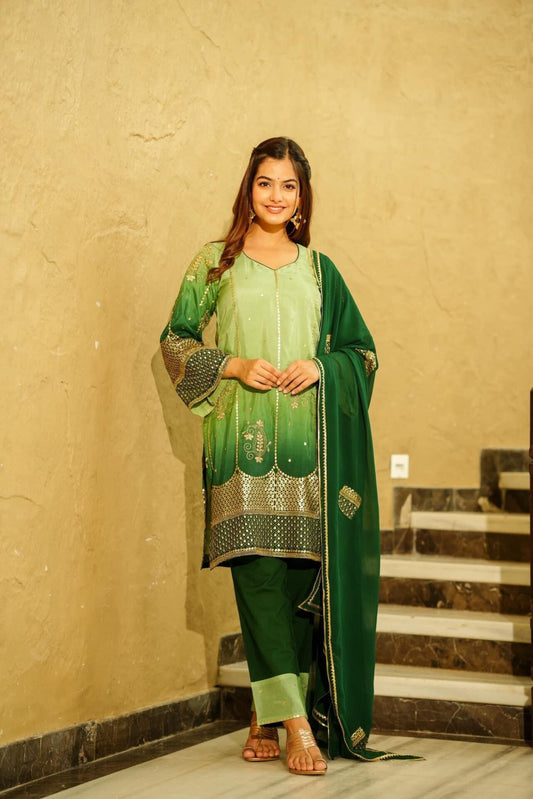 Green Paradise Short kurta set