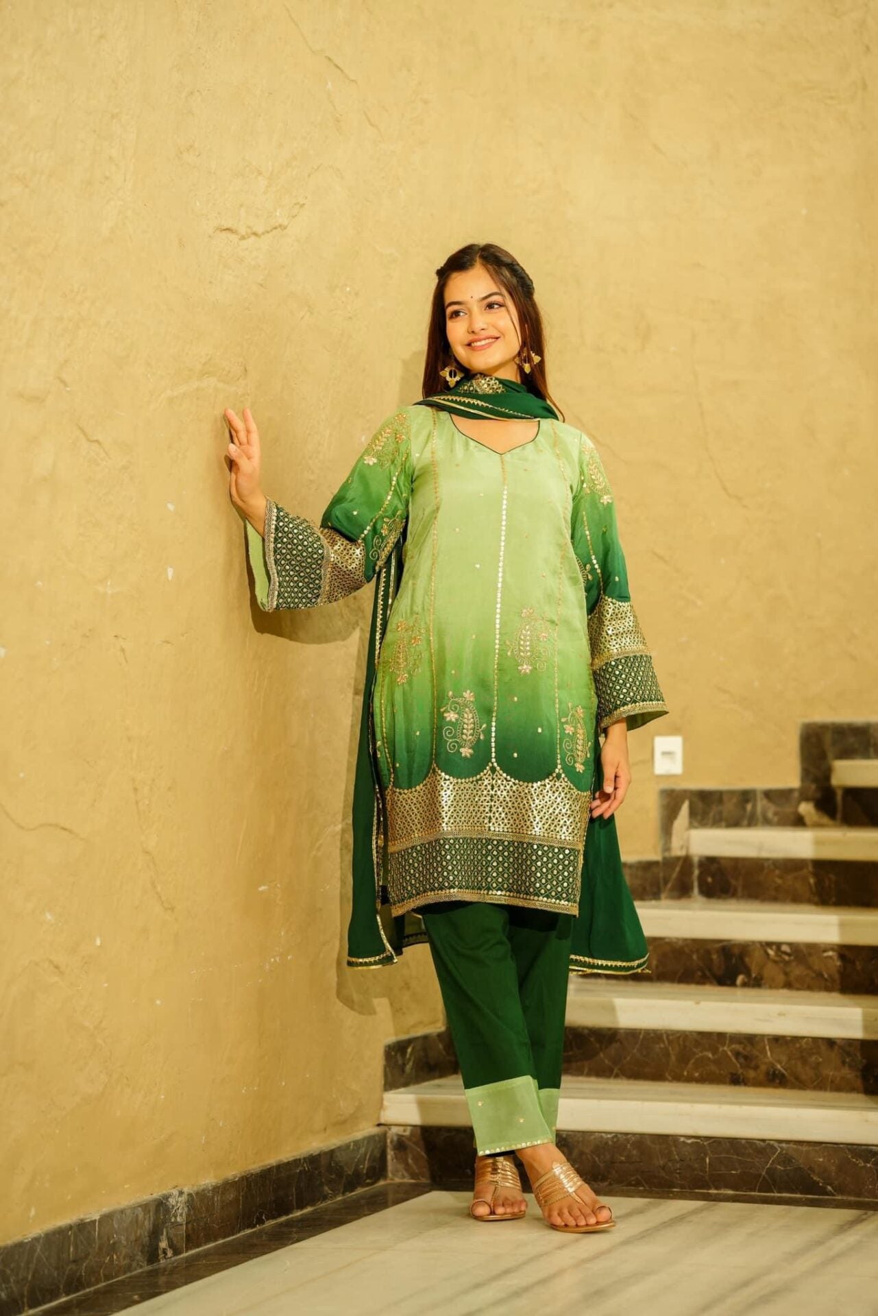 Green Paradise Short kurta set