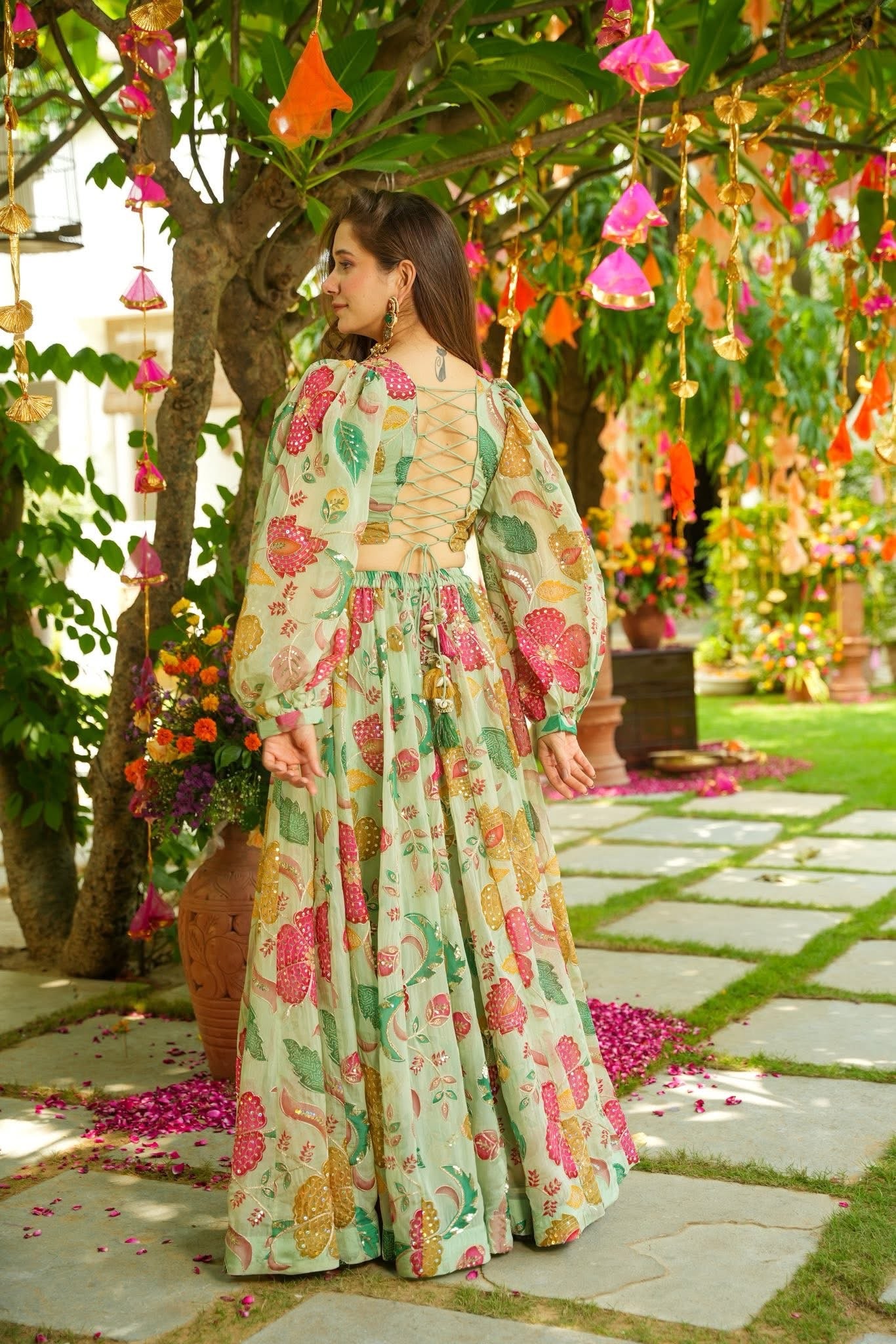 Elowen Organza Crop Top Palazzo Set