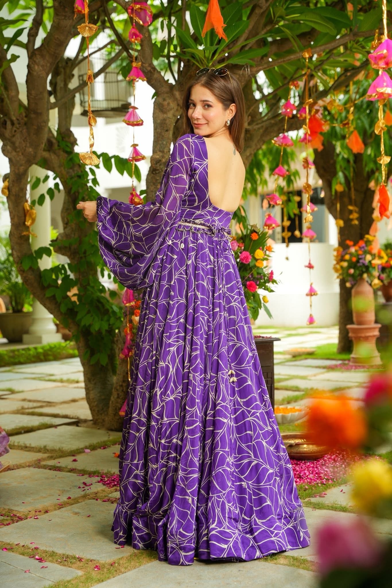 fitted lace wedding dress DAFFILIAN Dress in Wisteria Purple  PEGGY HARTANTO