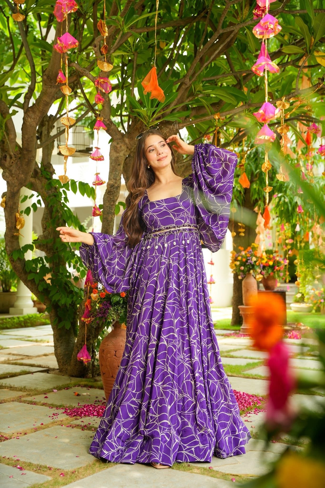 Wisteria Purple Chinon Maxi Dress