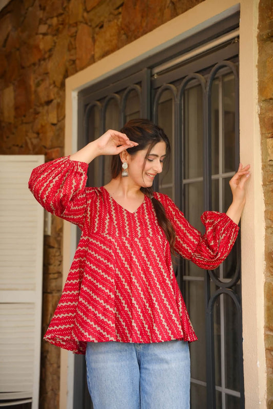 Rumi Red Cotton Top