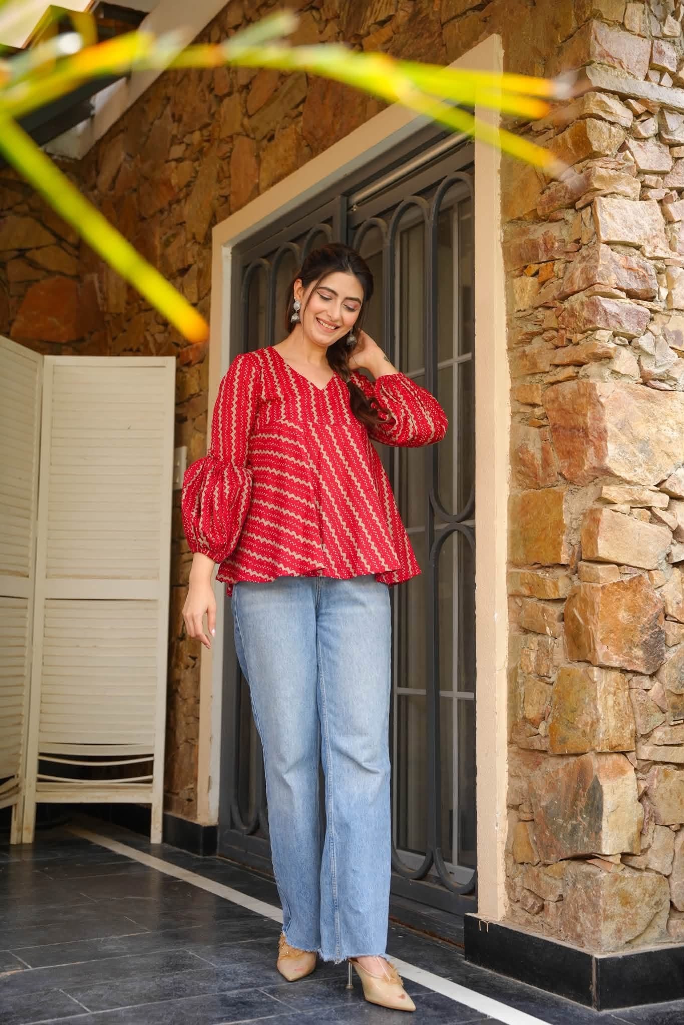 Rumi Red Cotton Top