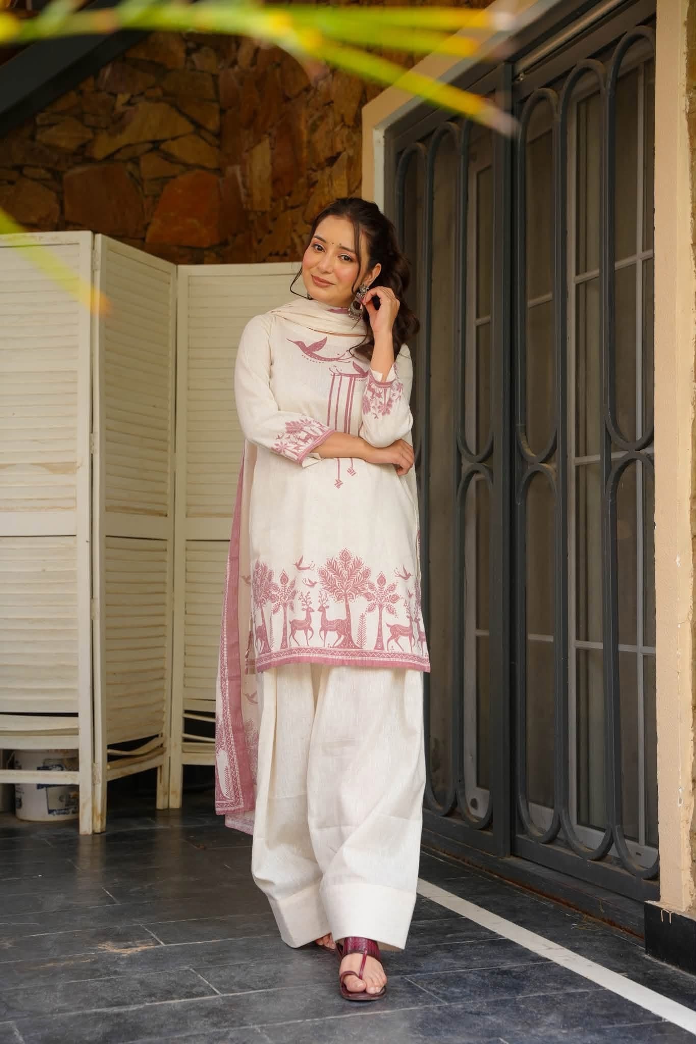 Luma White Cotton Farshi Salwar Set