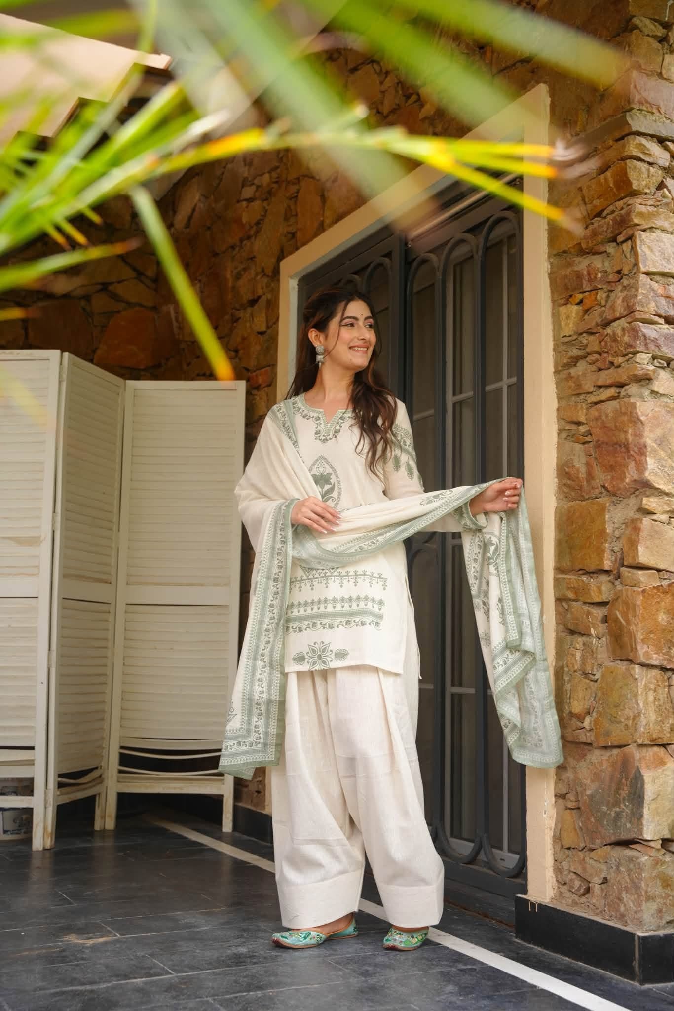 Lamea White Printed Farshi Salwar Set