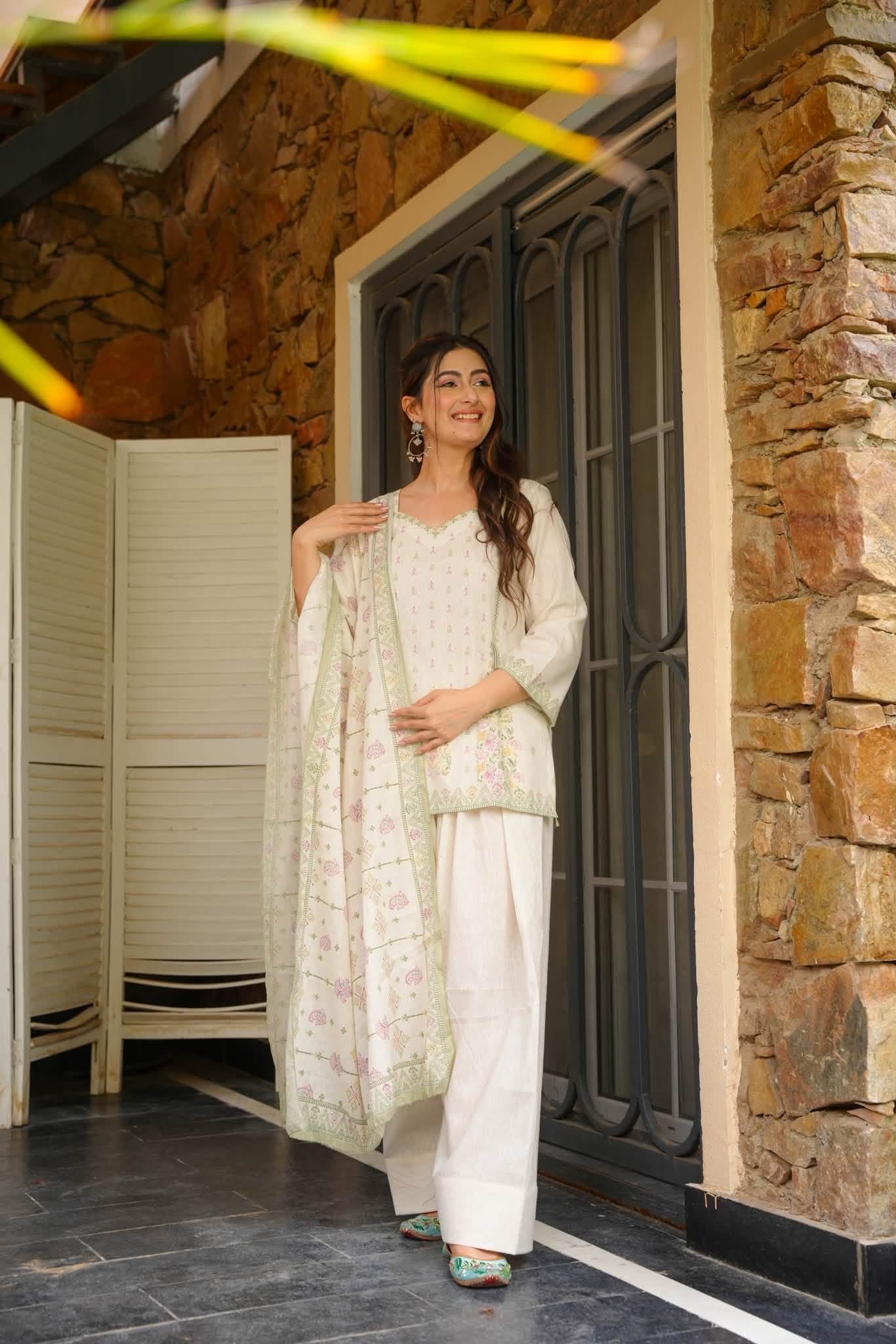 Shweta White Farshi Salwar Set