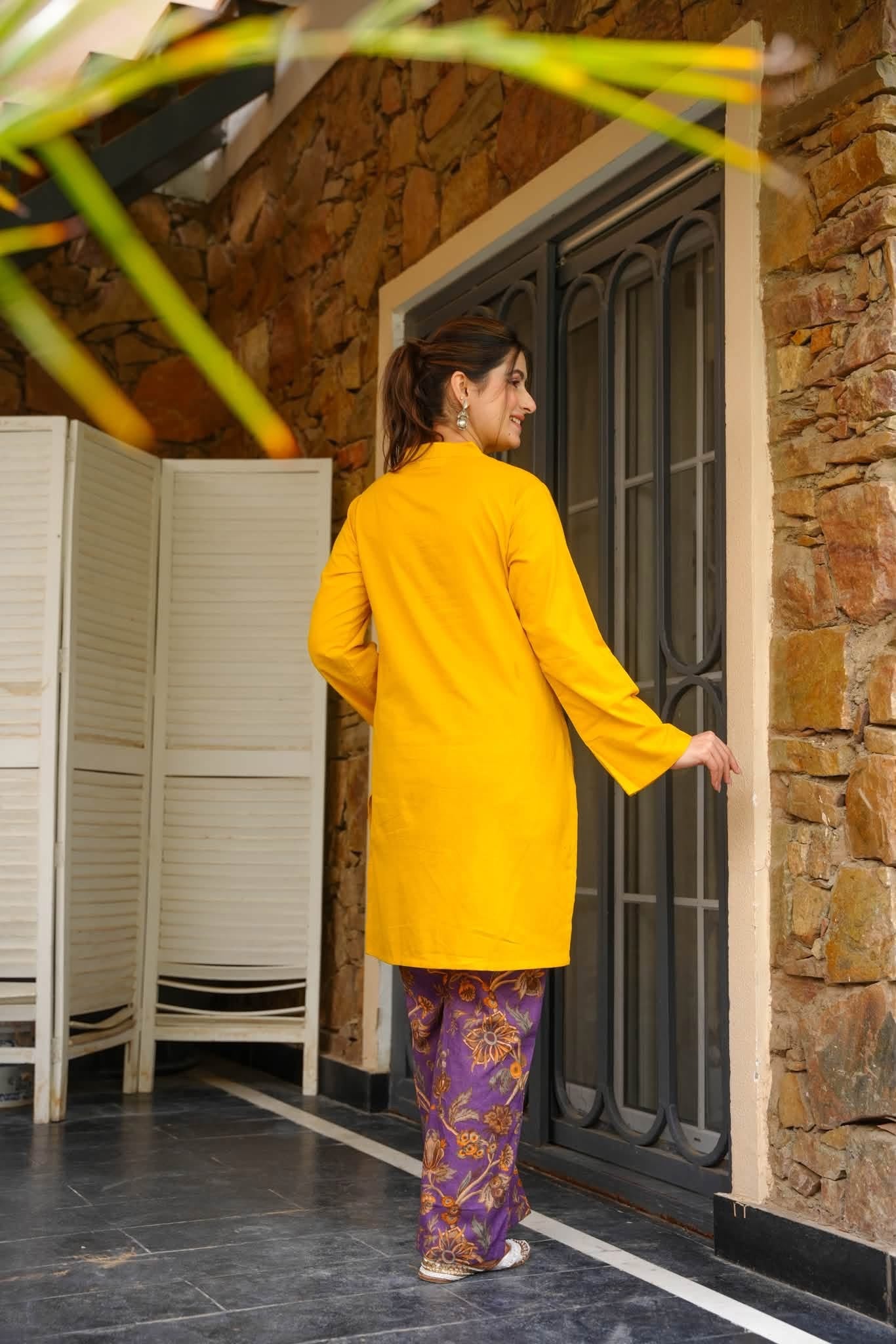 Barin Yellow Cotton Kurta Set