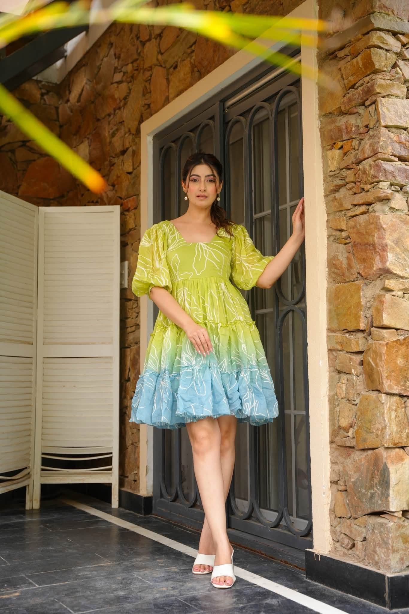 Aikya Green Cotton Dress